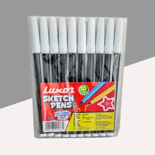[P3458] Luxor Sketch Pen Single Colour Black (Pack Of 12)