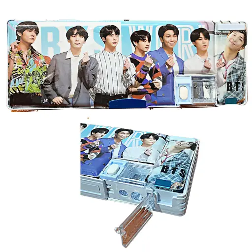 [P6098] China Magnetic Stylish BTS Theme Pencil Box Side Khanu Compass