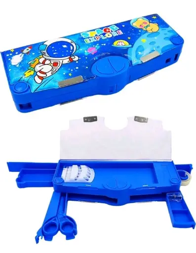 [P6098] LH-229 Magnet Pencil Box 4 Button with Scissors & Cellotape 