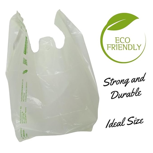 [P6150] Eco Friendly Handle Bag 9x13 Inch White Colour 1 Kg (Polythene Free)