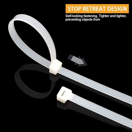 [P6214] Self Locking Cable Ties 3.6x300mm (Pack Of 100) White Colour