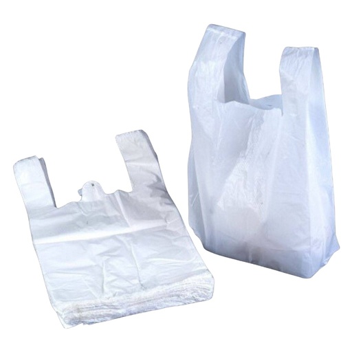 [P6136] Milky White Plastic Handle Bag, Size 13x16 Inch (1kg)