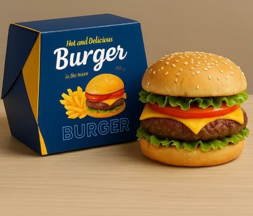 [P6270] Burger Box Multi Printed 5x5x3 Inch (Pack Of 100)