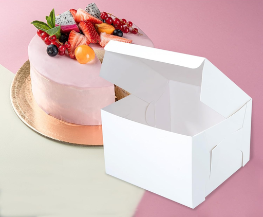 [P6284] Cake Box Duplex White Size 10x10x5 Inch For 1kg Cake (Pack Of 50)