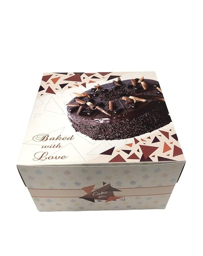 [P6290] Cake Box Multi Printed Size 7x7x4 Inch, For 400gm Cake (Pack Of 100)