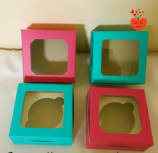 [P6328] Sweet Box Window 4x4x2 Inch Pastel Colour For 250gm Mithai (Pack Of 100)
