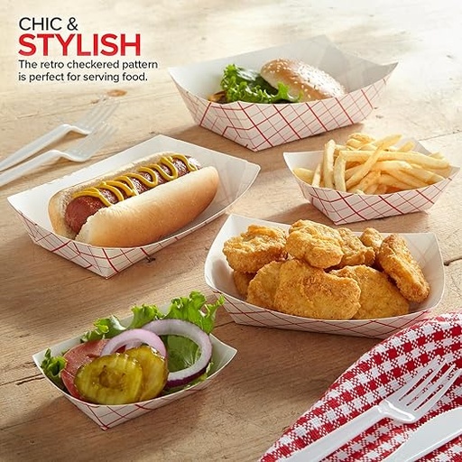 [P6346] Paper Food Boat Tray Size 5.25x3.25x2.25 Inch (Pack Of 50)