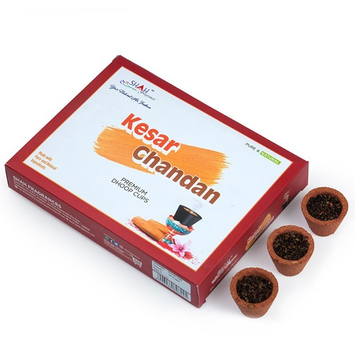 [P5021] Kesar Chandan Premium Dhoop Cups (Pack Of 12)