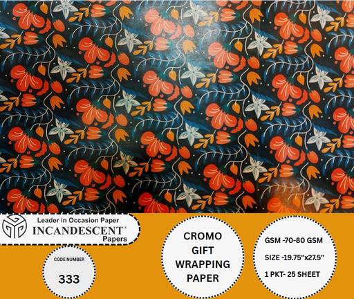[P6408] Chromo Gift Wrapping Paper (333 No.) Size 19.75x27.5 Inch (Pack Of 25)
