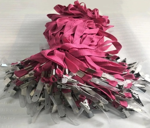 [P3320] ID Card Flat Lanyard 14mm With Clip Maroon Colour / I Card Dori (Pack Of 100)