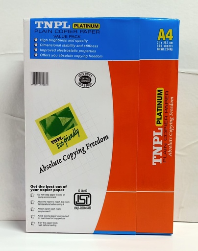 [P1754] TNPL Platinum Copier Paper A4 75 Gsm (500 Sheet,1 Ream) White Colour