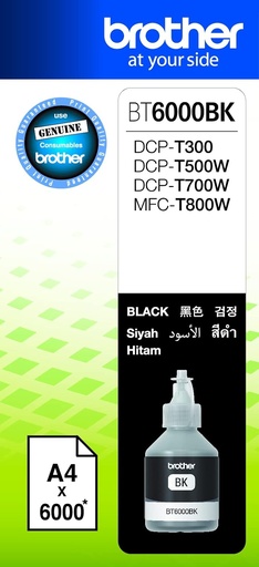 [P2740] Brother Ink BT6000BK Black 108ml (Original Bottle)