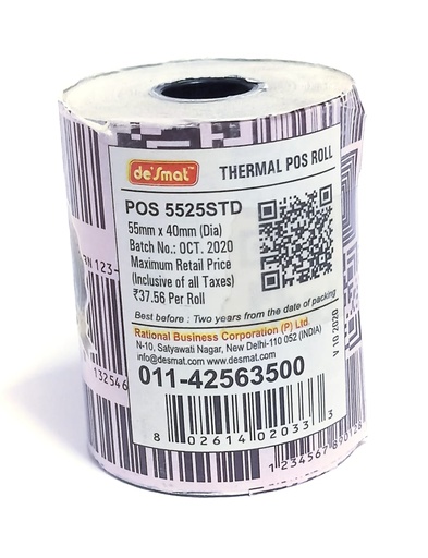 [P4322] Desmat Thermal Paper Rolls, ATM Roll 55mmx25mtr