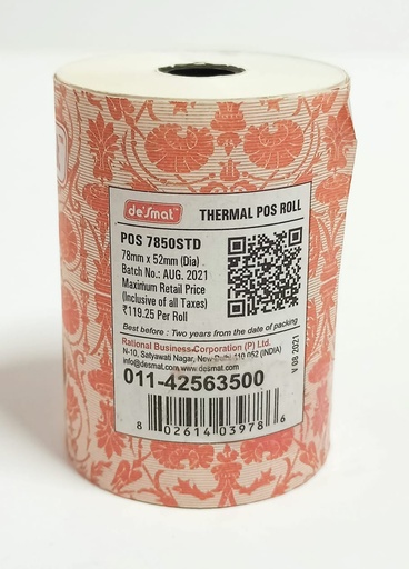 [P4324] Desmat Thermal Paper Roll, ATM Roll 78mmX50mtr