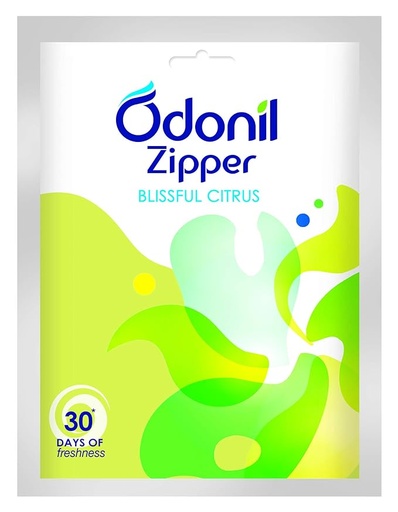 [P3810] Odonil Zipper Bathroom Air Freshener-Blissful Citrus / 10g Instant & Long Lasting Fragrance