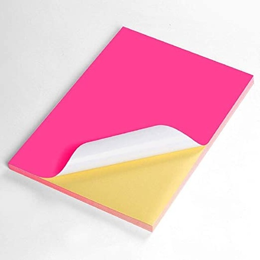 [P2500] Desmat Fluorescent Sticker Papers A4 Pink Colour (Pack Of 75)