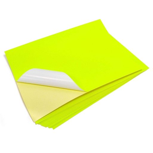 [P2502] Desmat Fluorescent Sticker Papers A4 Size Lemon Yellow (Pack Of 75)
