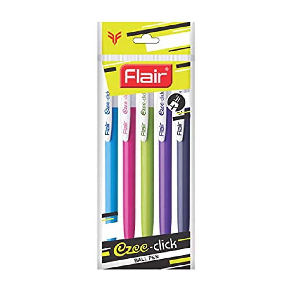 Flair Ezee Click Ball Pen Blue Colour (Pack Of 5) SHRI LALSHAH