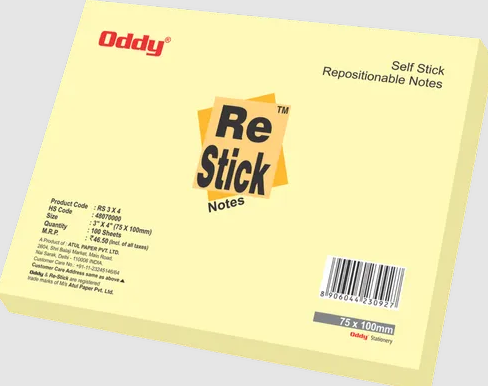 [P3400] Oddy Sticky Notes 3"x4" (75mmx100mm) Yellow Colour Post IT 100 Sheet