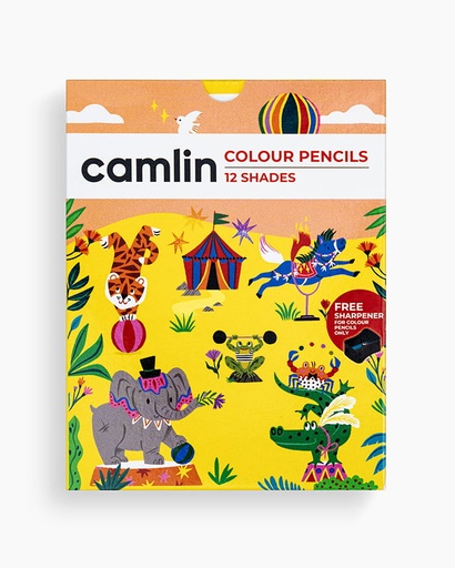 [P3462] Camlin Colour Pencils Half Size Assorted 12 Shades With Sharpener