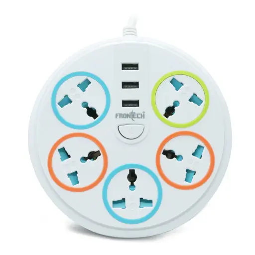 [P3750] Frontech Power Connector Extension Socket-5 Way+3 USB (1.5 Meter)