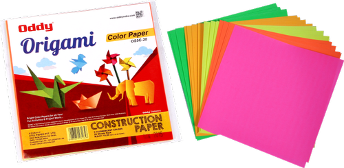 [P3956] Origami Construction Fluorescent Mix Color Paper-Pack of 20