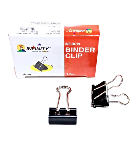 [P4012] Infinity Binder Clip 19mm (Pack Of 12)