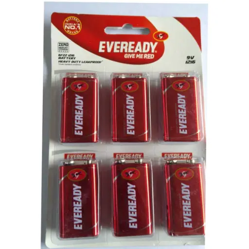[P4278] Eveready Red 9 Volt 1216 Heavy Duty Battery (Pack Of 6)